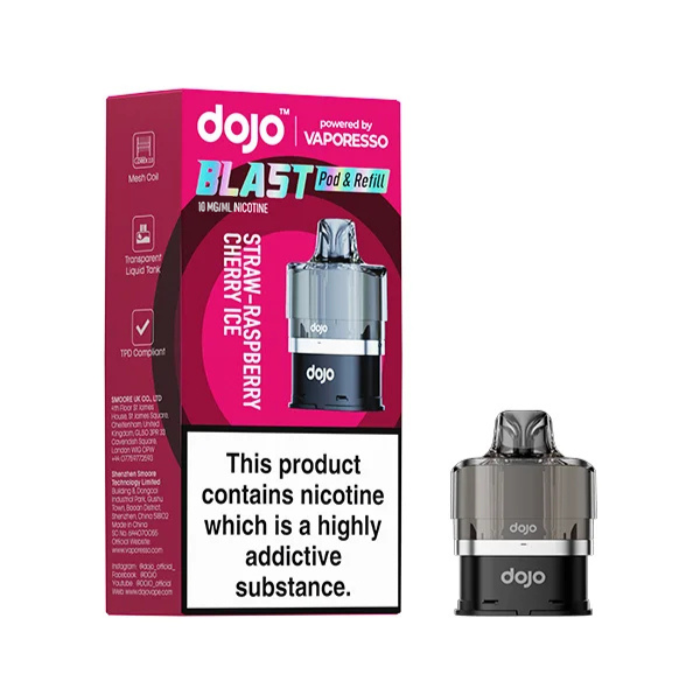 Dojo Blast 6000 Prefilled Pod & Refill Straw-Raspberry Cherry Ice - 10mg