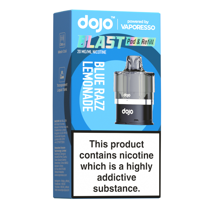 Dojo Blast 6000 Prefilled Pod & Refill Blue Razz Lemonade - 20mg