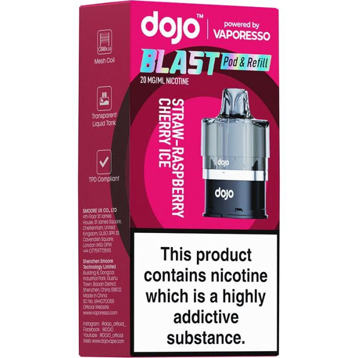 DOJO BLAST 6000 Prefilled Pod & Refill - Strawberry Raspberry Cherry Ice - 20mg