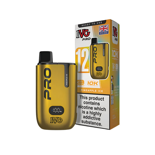 IVG Pro vaping device and packaging on a white background